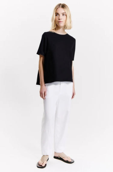 Linen Box Tee Black-Tops-Transit-Debs Boutique